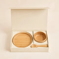 Bamboo Mealtime Gift Box arranged as a clean baby shower product photo