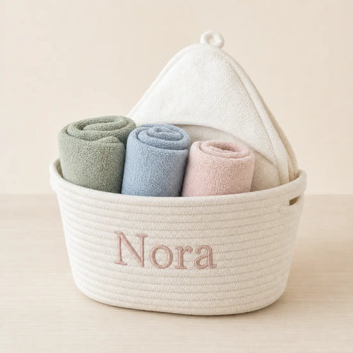 Bath Essentials Name Basket, made to order by Hush & Bloom