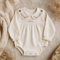 Floral Collar Embroidered Romper, made to order by Hush & Bloom