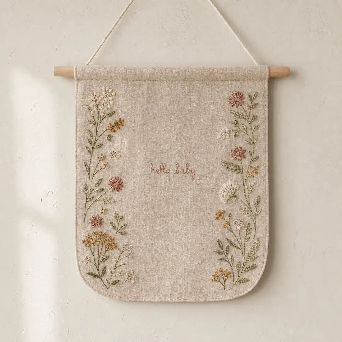 Floral Edge Fabric Banner, made to order by Hush & Bloom
