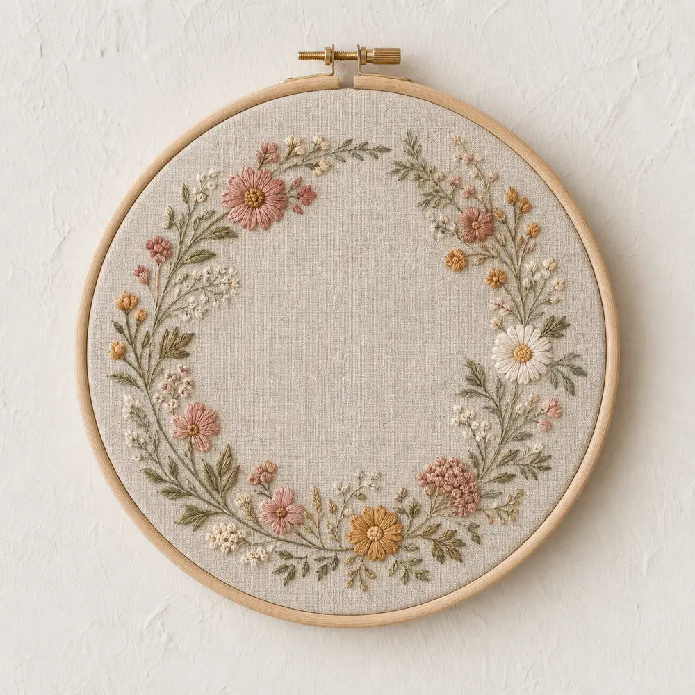 Floral Wreath Embroidery Hoop, made to order by Hush & Bloom