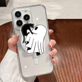 Spooky Ghost and Black Cat Phone Grip, Halloween MagSafe Grip, Cute Acrylic Phone Holder, Fall Bookish Accessory, Gift for Cat Lovers