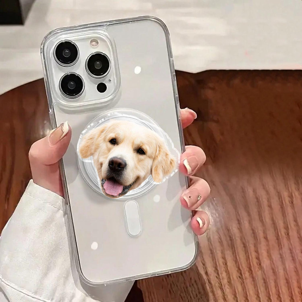 Custom Magnetic Face Phone Grip, Personalized Your Photo MagSafe Phone Grip, Acrylic Phone Holder,  Funny Big Face Grip, Gift for Pet Lover