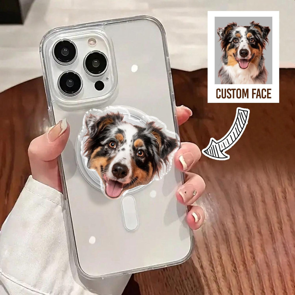 Custom Magnetic Face Phone Grip, Personalized Your Photo MagSafe Phone Grip, Acrylic Phone Holder,  Funny Big Face Grip, Gift for Pet Lover