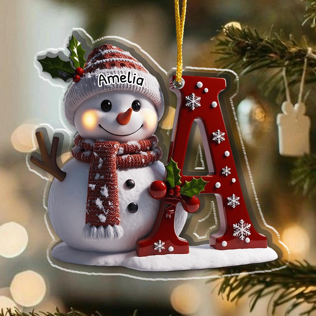 Personalized Snowman Letter Ornament, Custom Christmas Initial Ornament, Snowman with Name and Letter Ornament, Holiday Gift Keepsake 2025