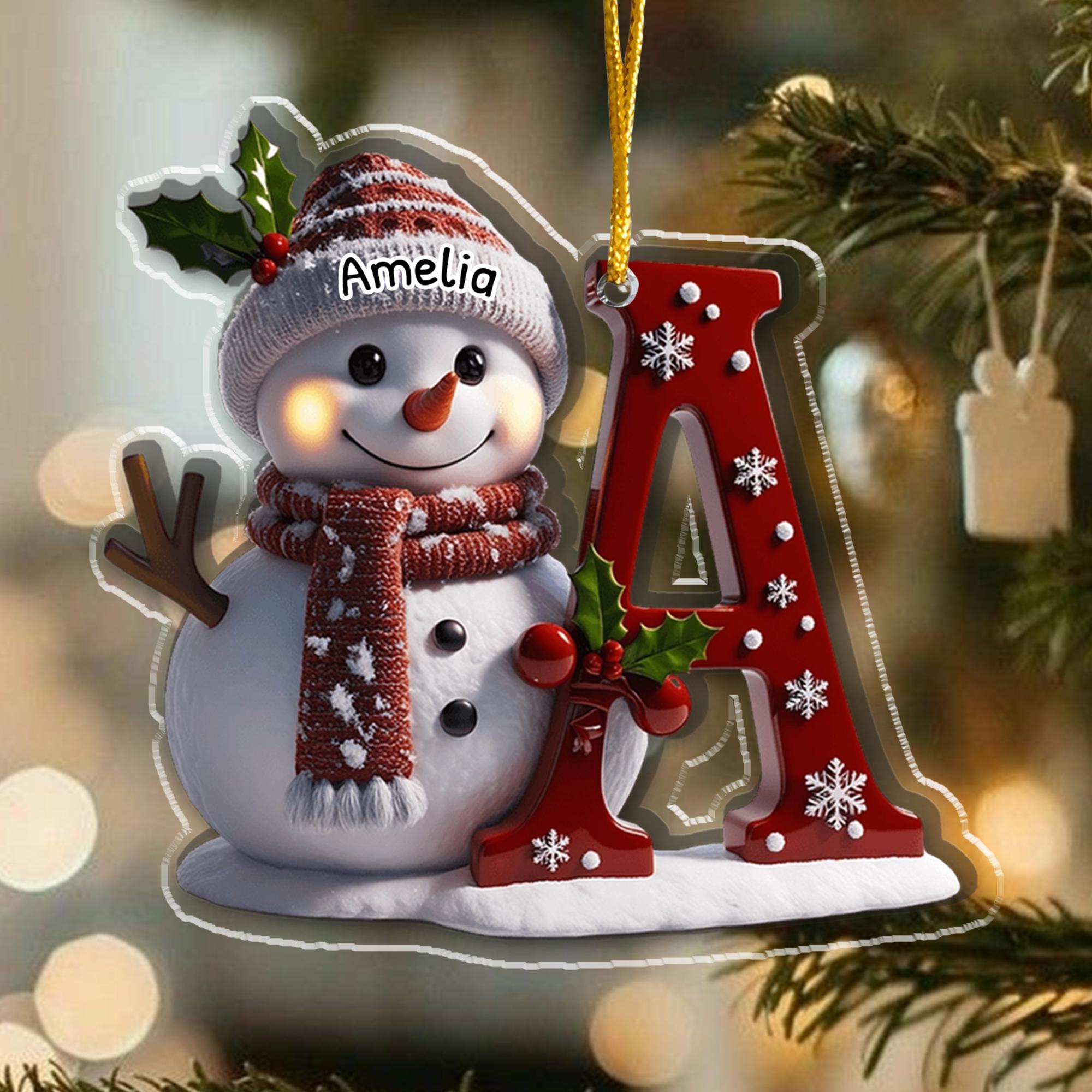 Personalized Snowman Letter Ornament, Custom Christmas Initial Ornament, Snowman with Name and Letter Ornament, Holiday Gift Keepsake 2025
