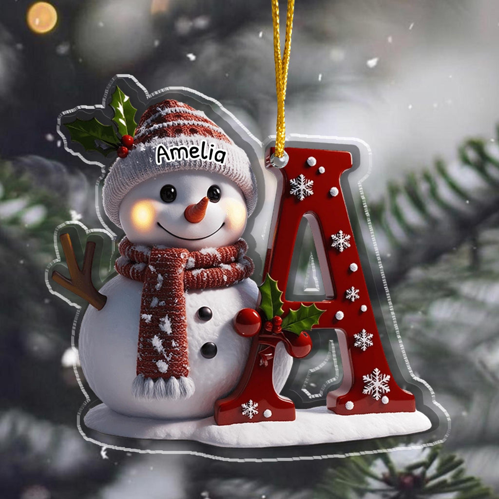 Personalized Snowman Letter Ornament, Custom Christmas Initial Ornament, Snowman with Name and Letter Ornament, Holiday Gift Keepsake 2025