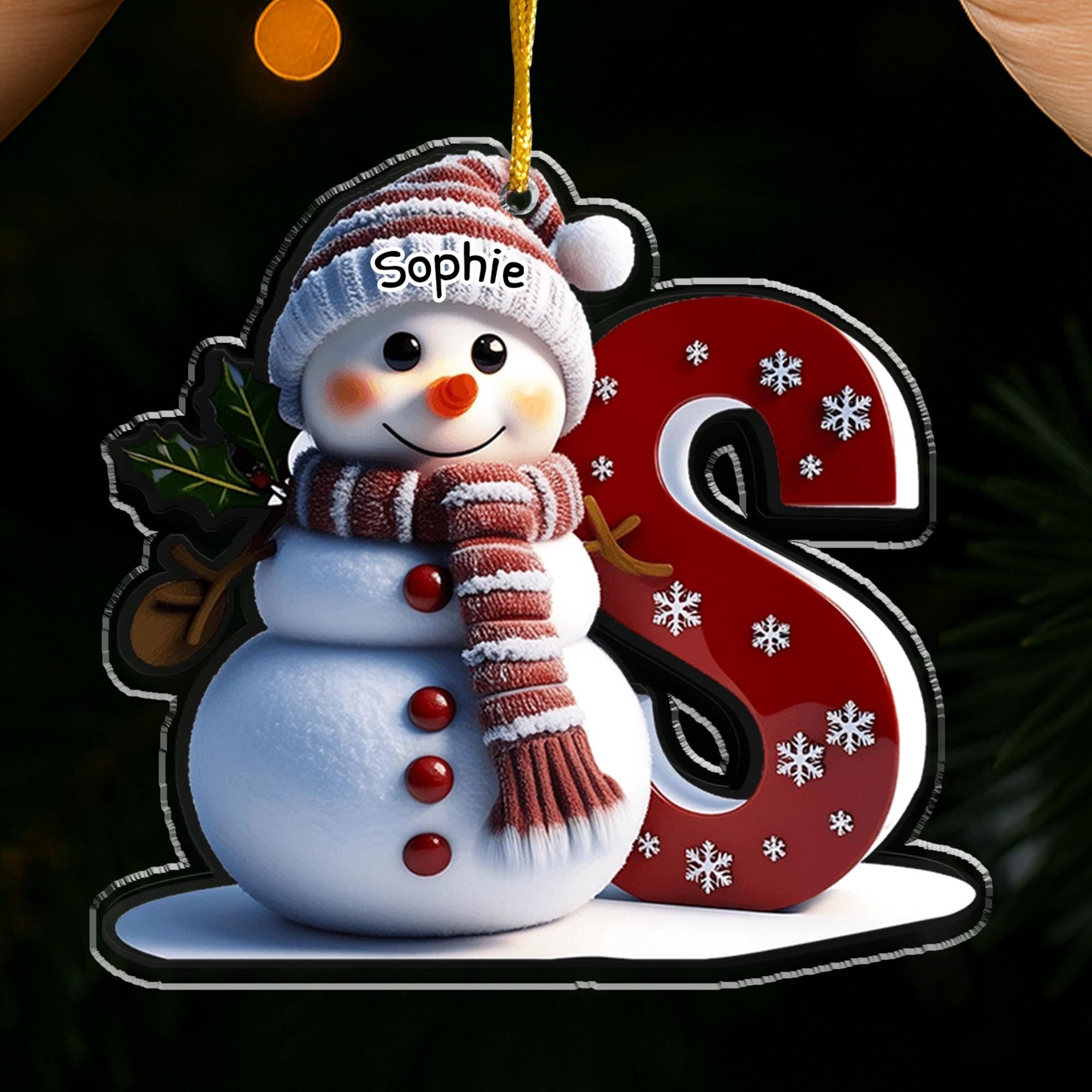 Personalized Snowman Letter Ornament, Custom Christmas Initial Ornament, Snowman with Name and Letter Ornament, Holiday Gift Keepsake 2025