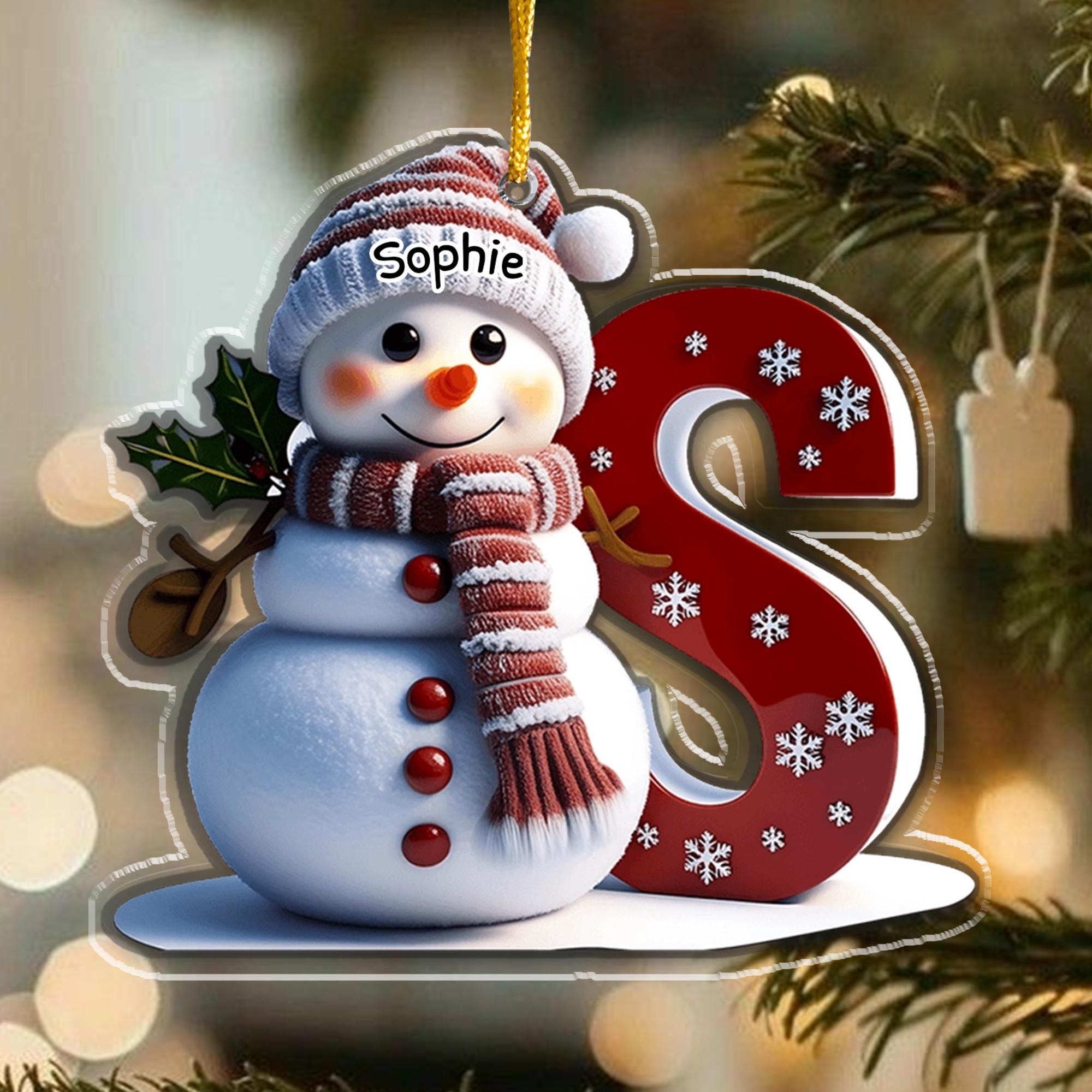 Personalized Snowman Letter Ornament, Custom Christmas Initial Ornament, Snowman with Name and Letter Ornament, Holiday Gift Keepsake 2025