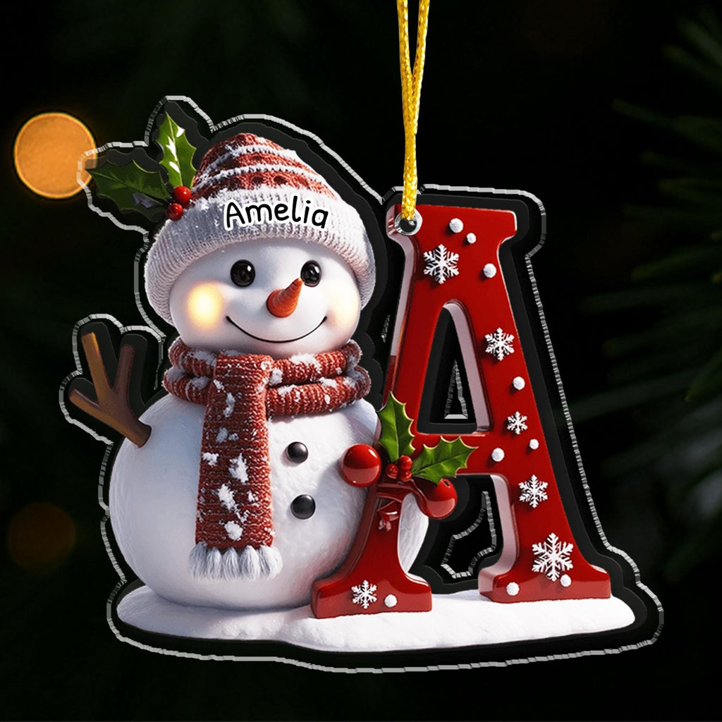 Personalized Snowman Letter Ornament, Custom Christmas Initial Ornament, Snowman with Name and Letter Ornament, Holiday Gift Keepsake 2025