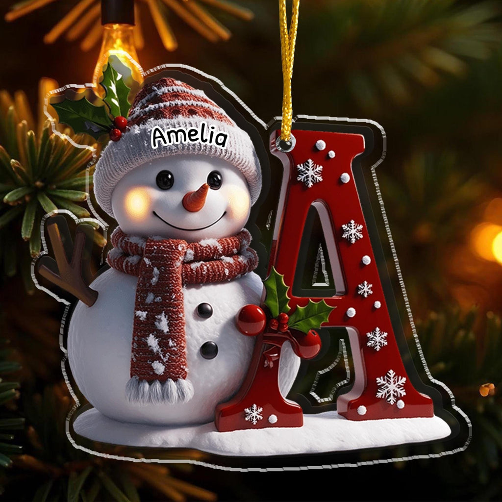 Personalized Snowman Letter Ornament, Custom Christmas Initial Ornament, Snowman with Name and Letter Ornament, Holiday Gift Keepsake 2025