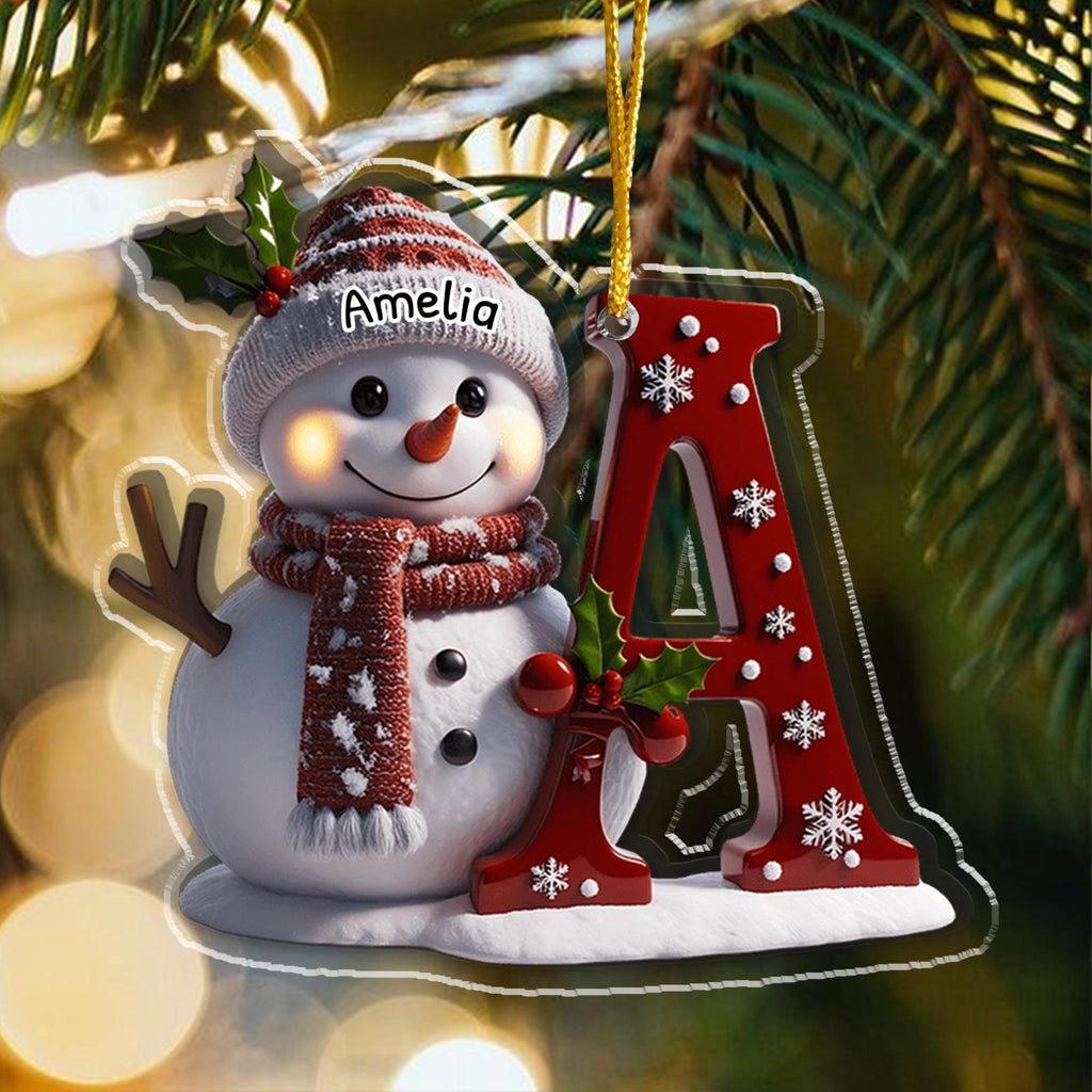 Personalized Snowman Letter Ornament, Custom Christmas Initial Ornament, Snowman with Name and Letter Ornament, Holiday Gift Keepsake 2025