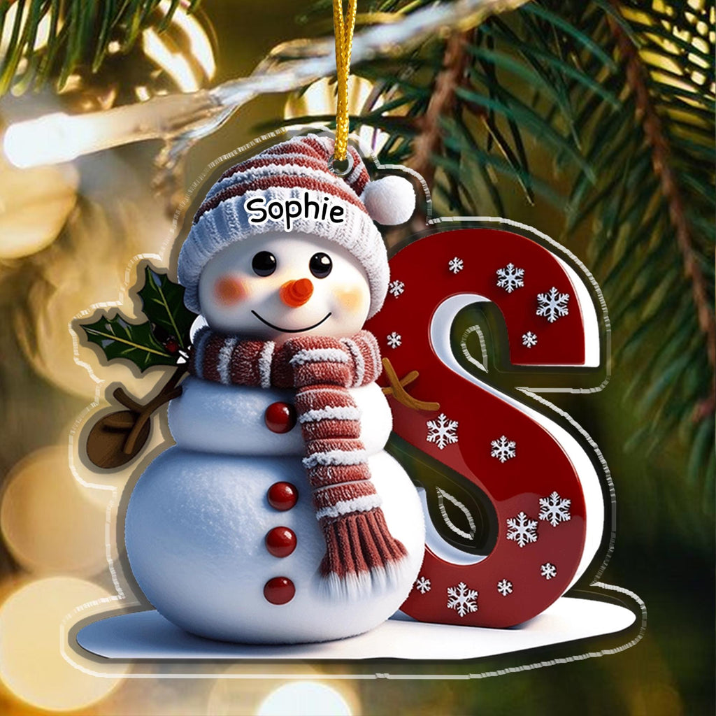 Personalized Snowman Letter Ornament, Custom Christmas Initial Ornament, Snowman with Name and Letter Ornament, Holiday Gift Keepsake 2025