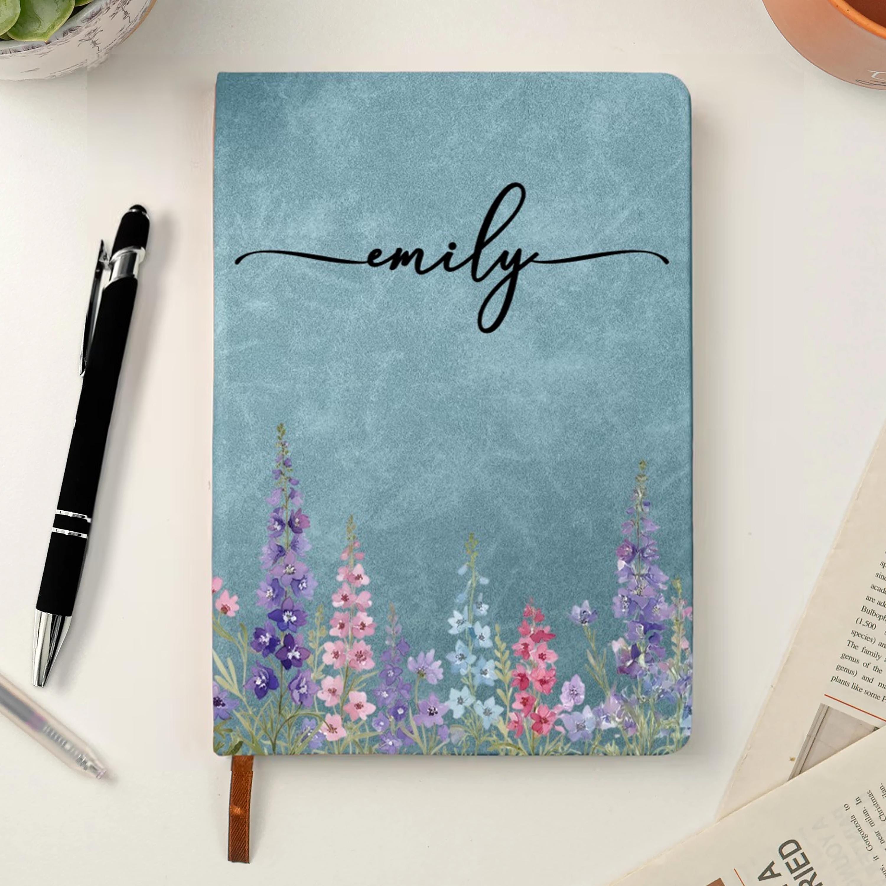 Custom Birth Flower Notebook For Her, Wife, Daughter, Sister, Personalized Leather Journal, Notebook With Leather Cover, Mothers Day Gift