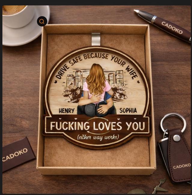 Personalized Drive Safe Because Your Wife Fcking Love You Car Visor Clip, Funny Valentine's Day Gift, Couple Keepsake, Gift For Husband