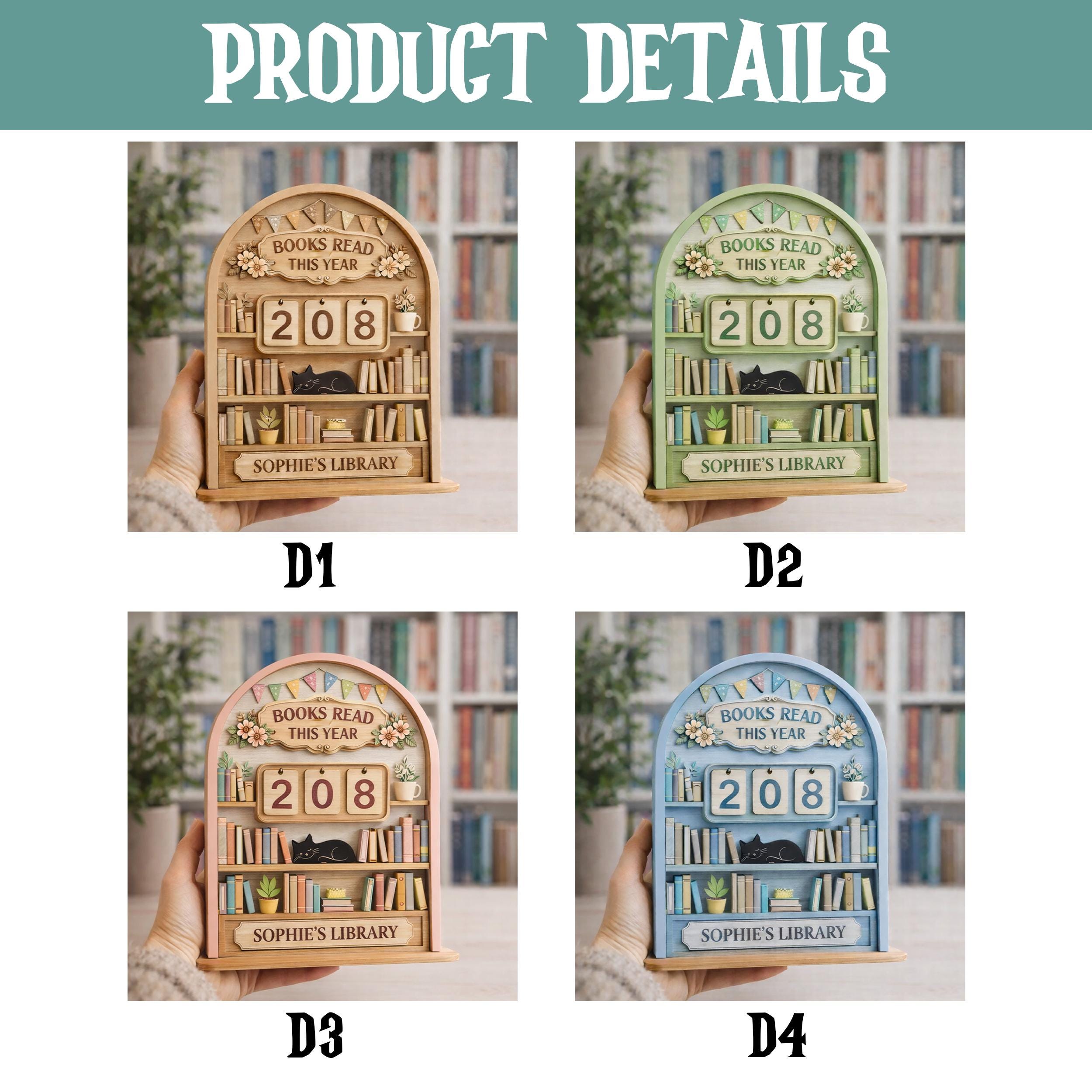 Vintage Wooden Book Tracker Sign, Personalized Reading Counter, Books Read This Year Tracker, Custom Library Gift for Book Lovers, Bookworms