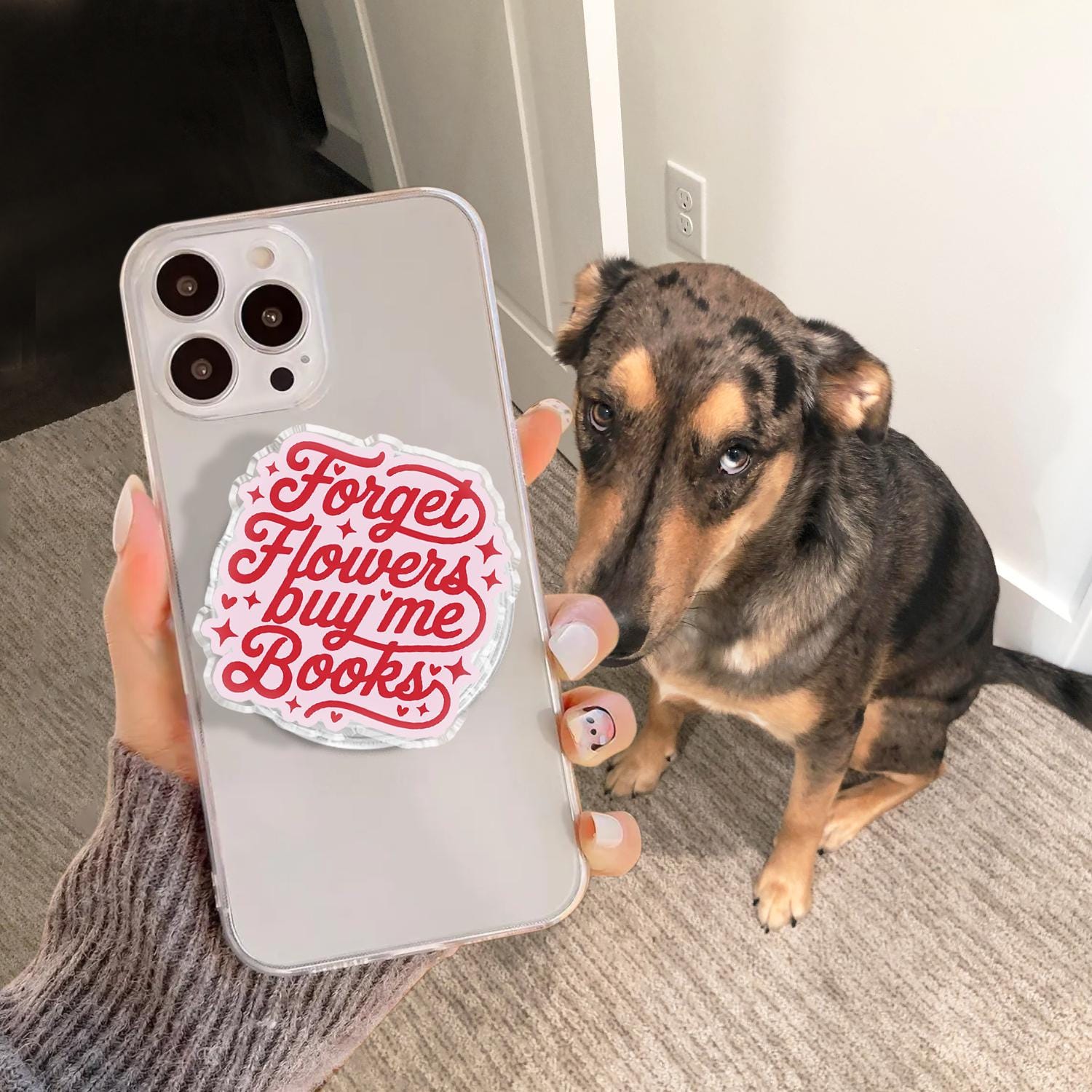 Forget Flowers Buy Me Books, MagSafe Phone Grip for Book Lovers, Funny Valentines Day Gift, Gift for Readers, Reader Gift, Book Accessory