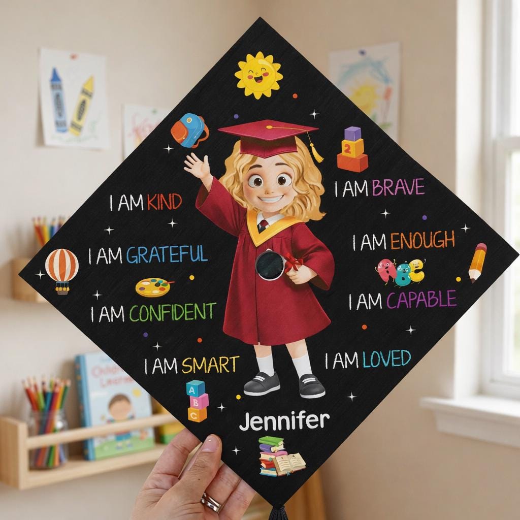 Preschool Kindergarten Personalized Graduation Cap Topper, Custom Pre-K Grad Gift, Class Of 2026 Kid Gift, Little Graduate Daughter Son Gift