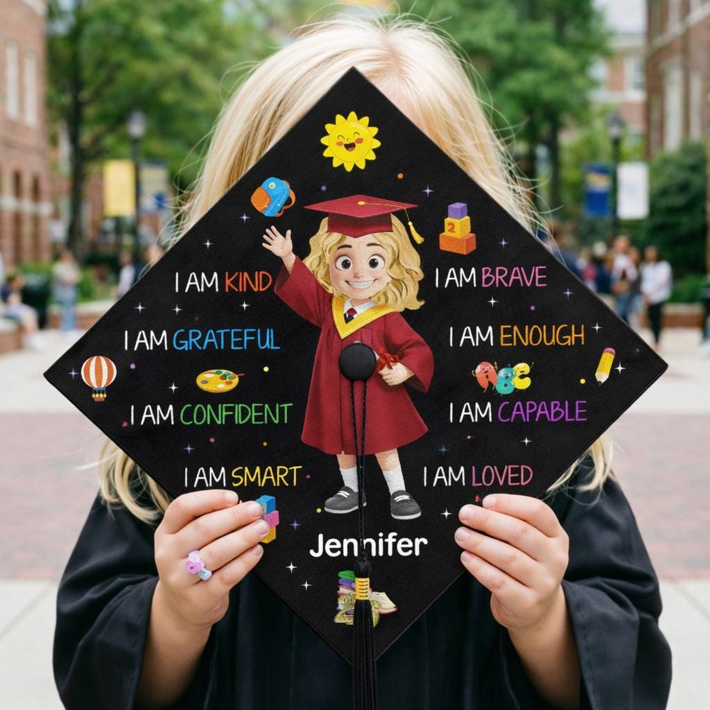 Preschool Kindergarten Personalized Graduation Cap Topper, Custom Pre-K Grad Gift, Class Of 2026 Kid Gift, Little Graduate Daughter Son Gift