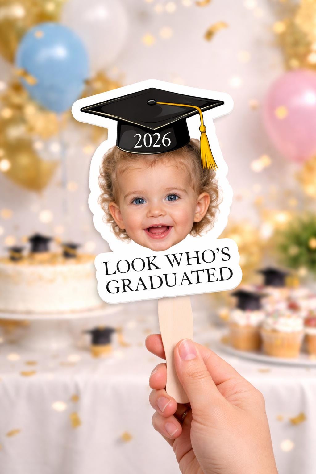 Custom Childhood Photo Graduation Handheld Fan,Personalized Graduation Gift,Class Of 2026 Senior Bestie Prop,Funny High School College Grad