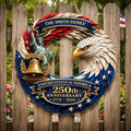 Personalized America 250th Wooden Sign 2D, Custom USA 250th Anniversary Wood Wreath, Custom Patriotic Wall Decor for Family, Veteran