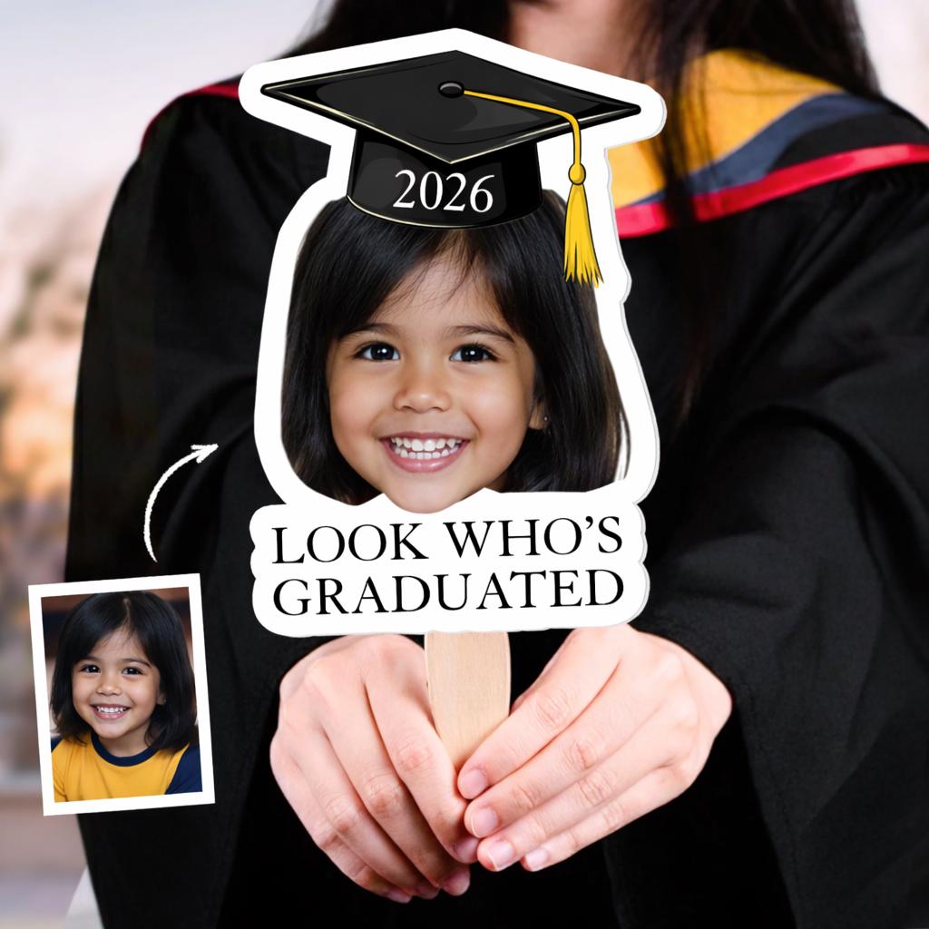 Custom Childhood Photo Graduation Handheld Fan,Personalized Graduation Gift,Class Of 2026 Senior Bestie Prop,Funny High School College Grad