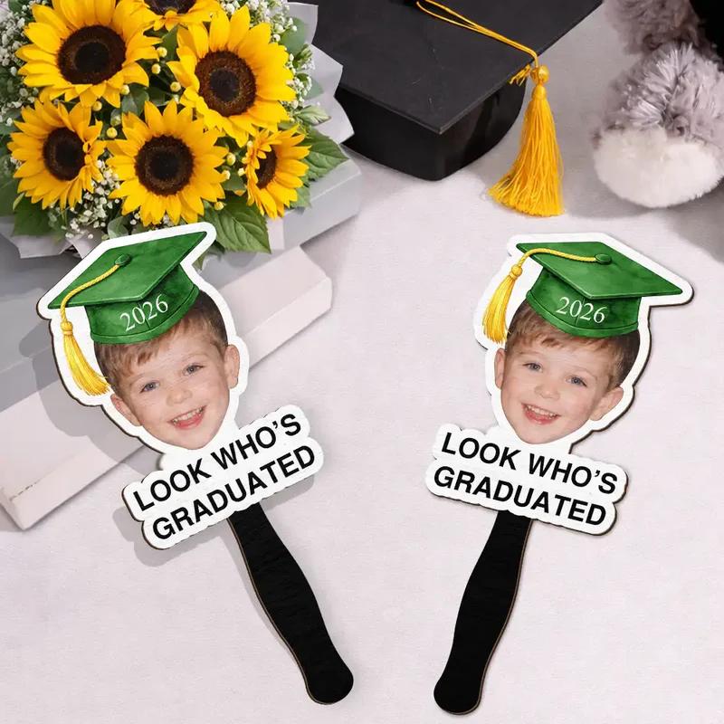 Custom Childhood Photo Graduation Handheld Fan,Personalized Graduation Gift,Class Of 2026 Senior Bestie Prop,Funny High School College Grad