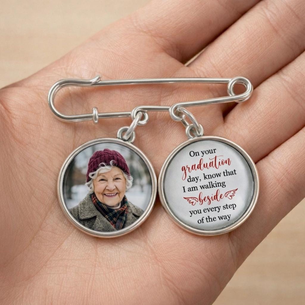 Personalized Memorial Graduation Photo Pin, Personalized Lapel Pin With Photo Charm, Graduate Class Of 2026 Gift, Sympathy Gift For Grad Son