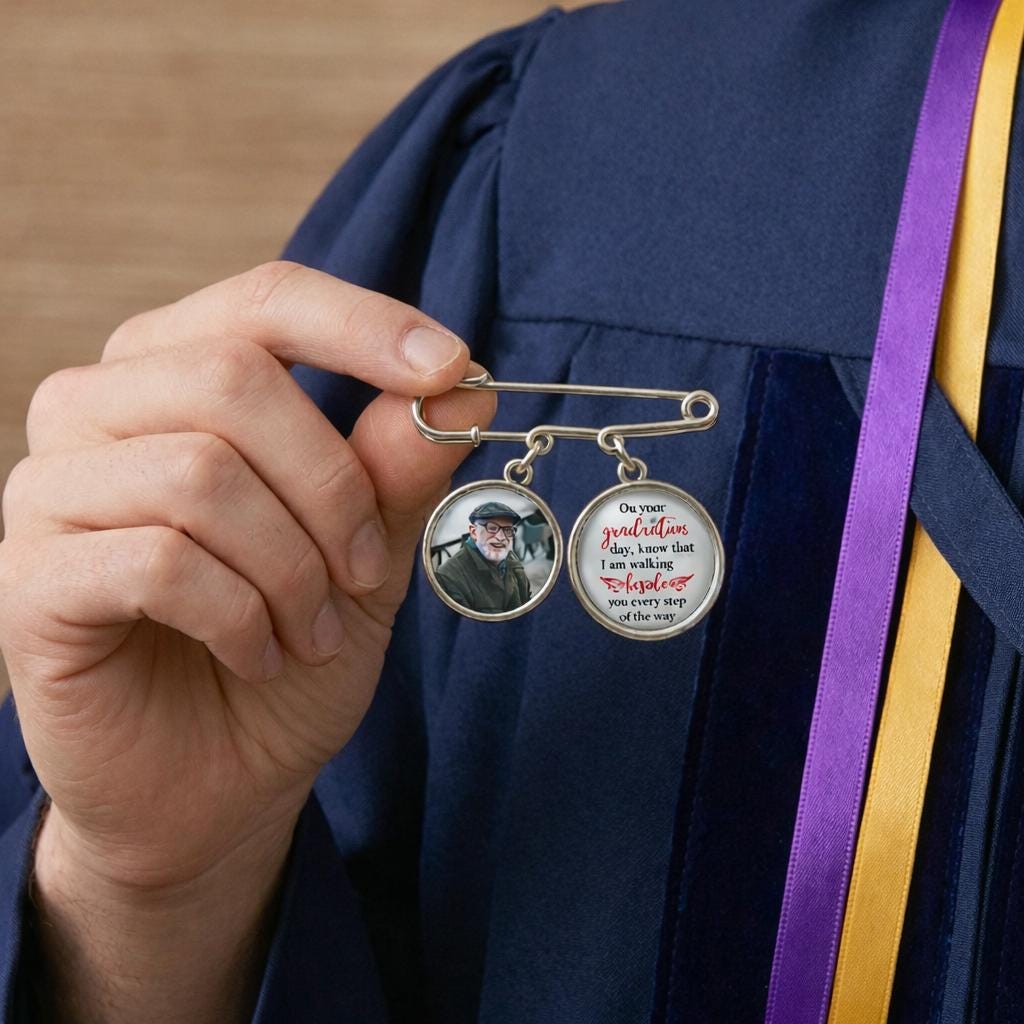 Personalized Memorial Graduation Photo Pin, Personalized Lapel Pin With Photo Charm, Graduate Class Of 2026 Gift, Sympathy Gift For Grad Son