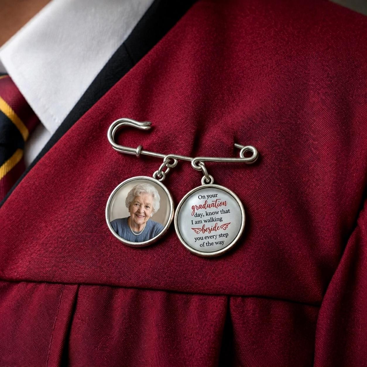 Personalized Memorial Graduation Photo Pin, Personalized Lapel Pin With Photo Charm, Graduate Class Of 2026 Gift, Sympathy Gift For Grad Son