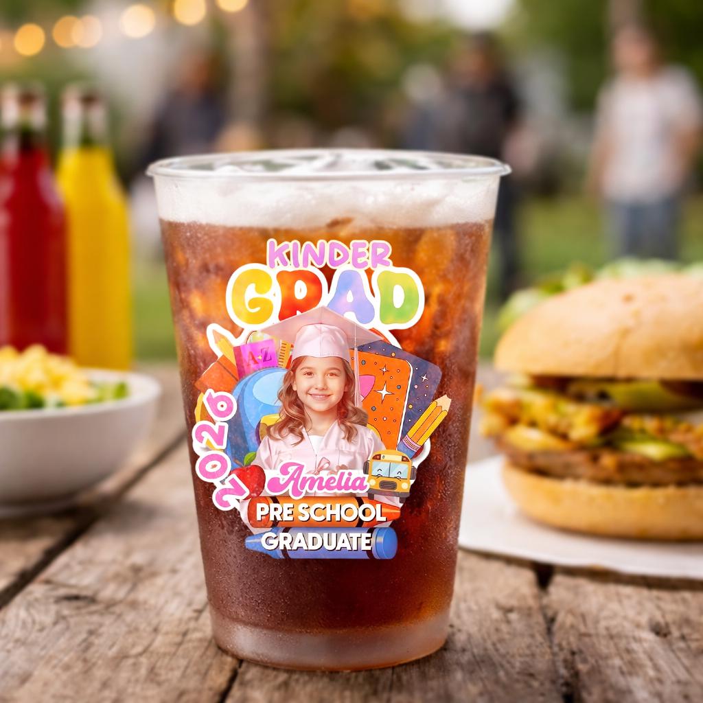 Personalized Graduation Frosted Cup, Pre‑K Kindergarten Graduation Party, Graduation Drinkware, Party Favor Cup, Kids Graduation Party Decor