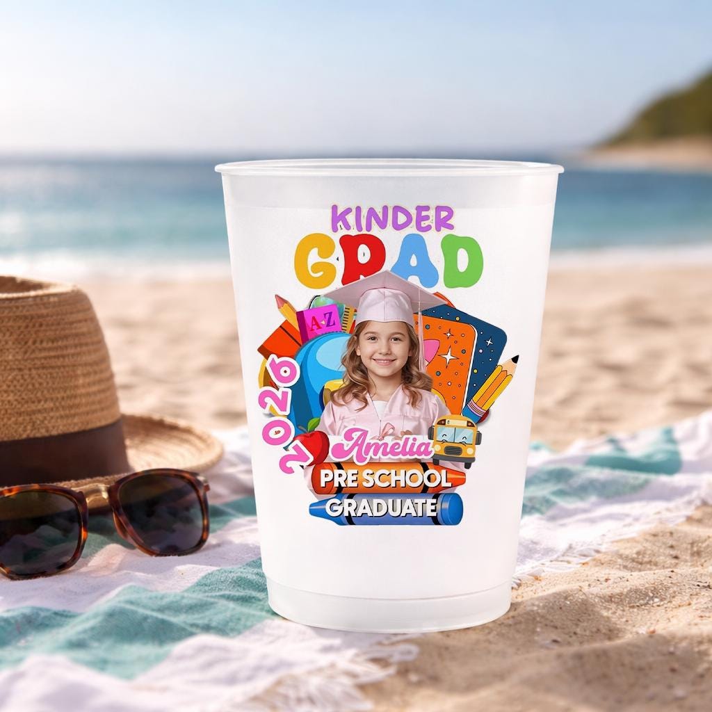 Personalized Graduation Frosted Cup, Pre‑K Kindergarten Graduation Party, Graduation Drinkware, Party Favor Cup, Kids Graduation Party Decor