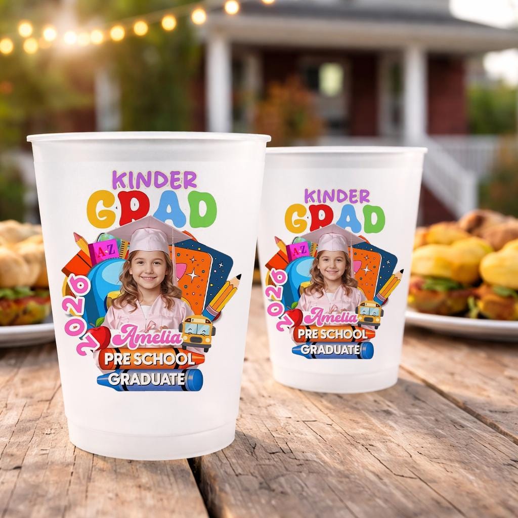 Personalized Graduation Frosted Cup, Pre‑K Kindergarten Graduation Party, Graduation Drinkware, Party Favor Cup, Kids Graduation Party Decor