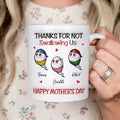 Personalized Thanks For Not Swallowing Us Mug, Funny Custom 3D Inflated Effect Kid Name Mug, Funny Mom Mug From Son Daughter