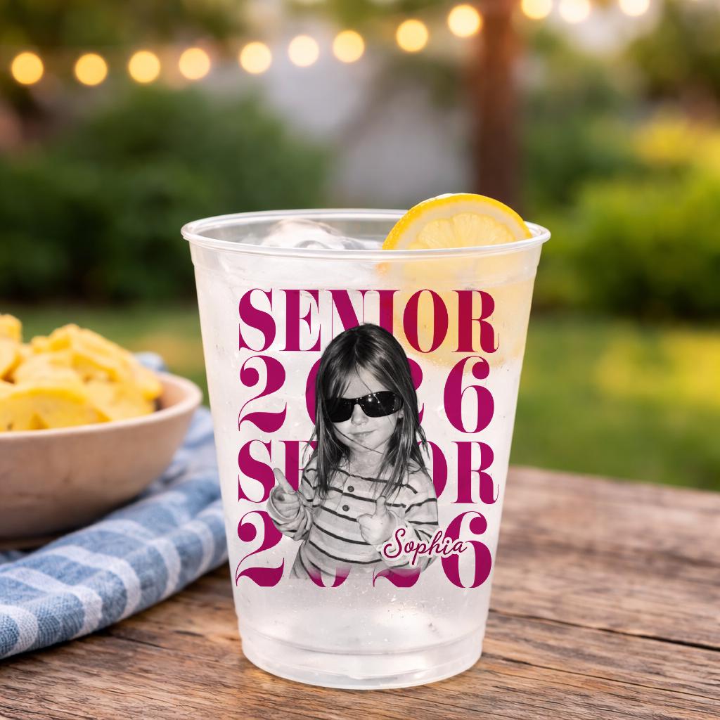 Senior 2026 Custom Photo Frosted Cup, Personalized Graduation Party Cup, Class of 2026 Gift, Senior Photo Keepsake Tumbler, Party Favor Cup