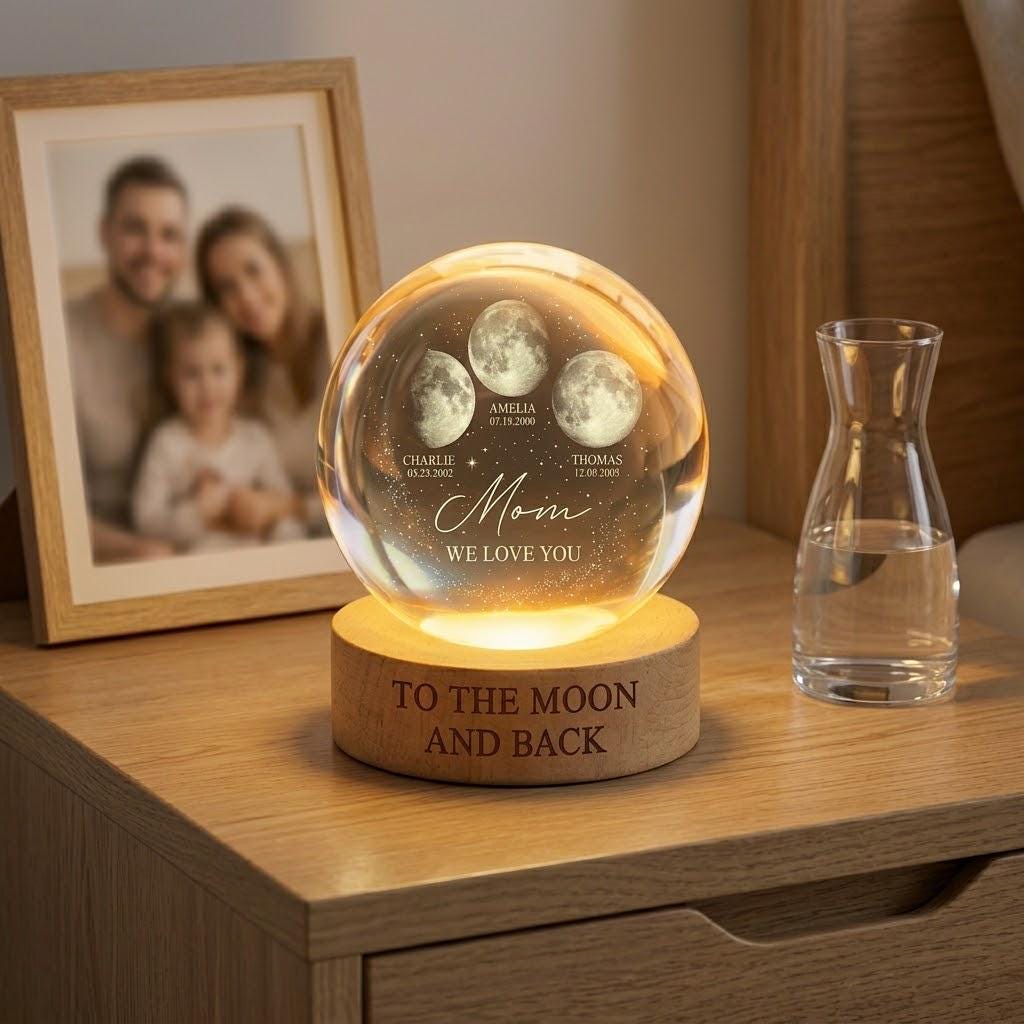 Thank You For Being Our Universe Mom Crystal Ball Lamp, Love You To The Moon and Back, Mother’s Day Gift, Unique Idea Gift for Mom