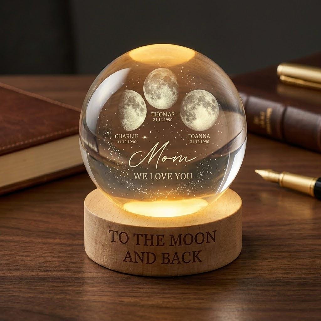 Thank You For Being Our Universe Mom Crystal Ball Lamp, Love You To The Moon and Back, Mother’s Day Gift, Unique Idea Gift for Mom
