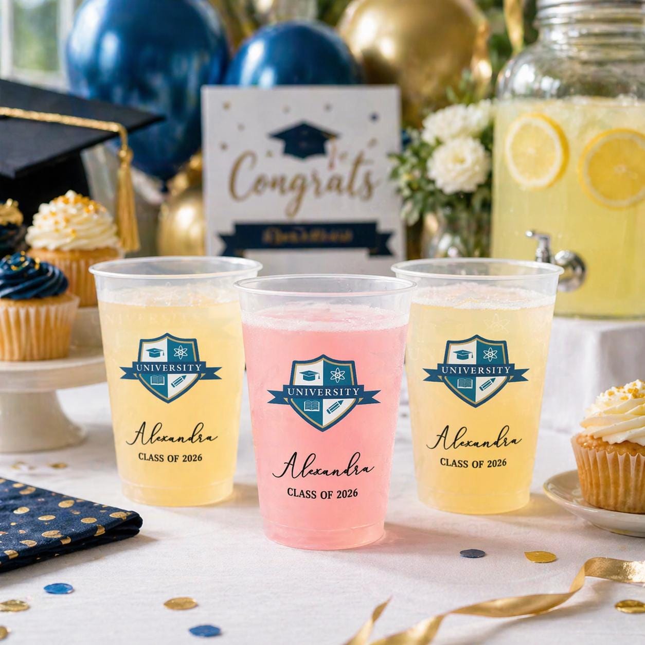 Custom Photo University Logo Graduation Personalized Frosted Cups, Class of 2026 Graduation Gift, Graduation Drinkware, Party Favor Cup