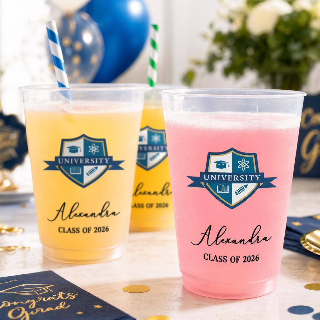 Custom Photo University Logo Graduation Personalized Frosted Cups, Class of 2026 Graduation Gift, Graduation Drinkware, Party Favor Cup