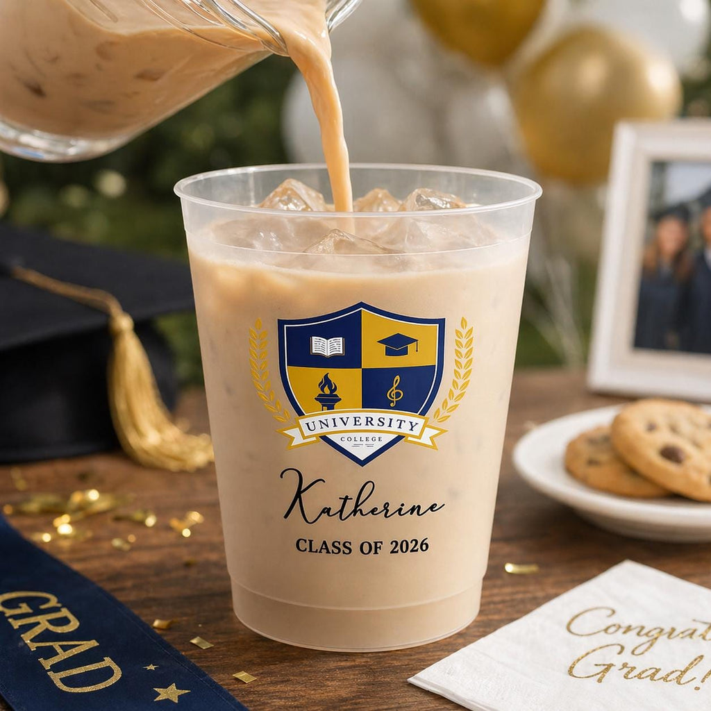 Custom Photo University Logo Graduation Personalized Frosted Cups, Class of 2026 Graduation Gift, Graduation Drinkware, Party Favor Cup