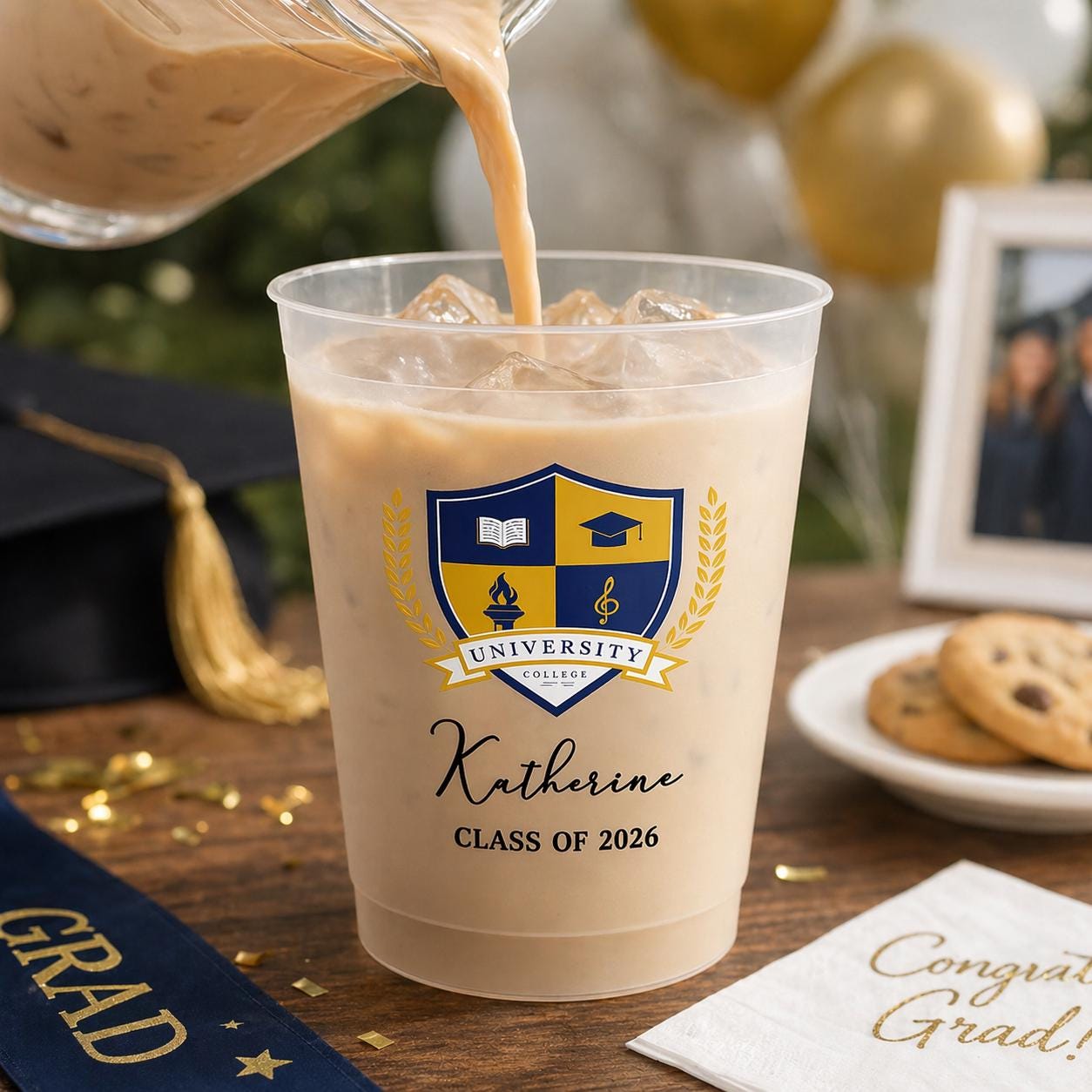 Custom Photo University Logo Graduation Personalized Frosted Cups, Class of 2026 Graduation Gift, Graduation Drinkware, Party Favor Cup