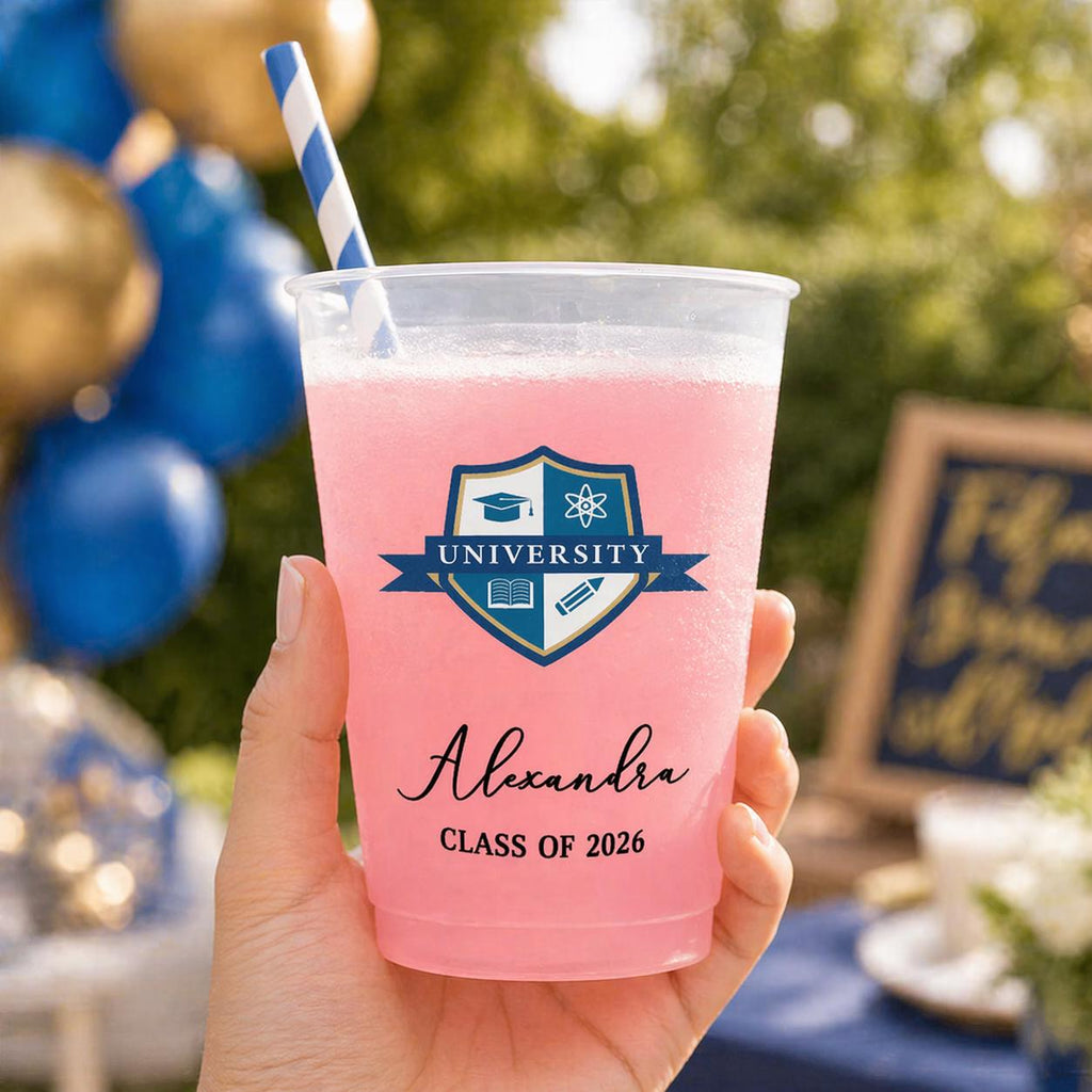 Custom Photo University Logo Graduation Personalized Frosted Cups, Class of 2026 Graduation Gift, Graduation Drinkware, Party Favor Cup