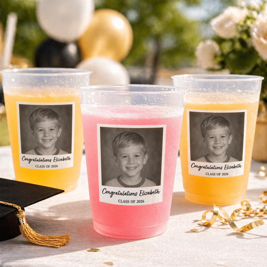 Custom Photo Congratulations Graduate Vintage - Personalized Frosted Cups, Custom Childhood Photo Funny Party Cup, Senior Party Drinkware
