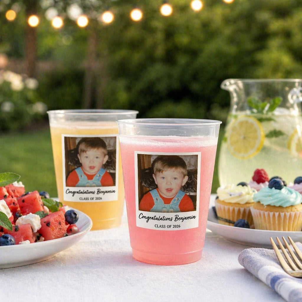 Custom Photo Congratulations Graduate Vintage - Personalized Frosted Cups, Custom Childhood Photo Funny Party Cup, Senior Party Drinkware