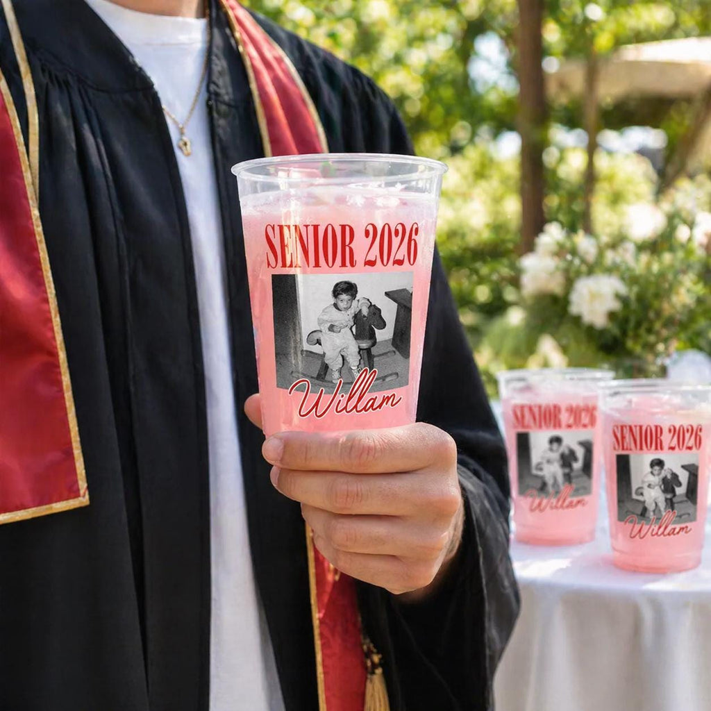 Custom Senior 2026 Custom Photo Frosted Cup. Personalized Graduation Party Cups, Funny Childhood Picture Tumbler, High School Senior Gift