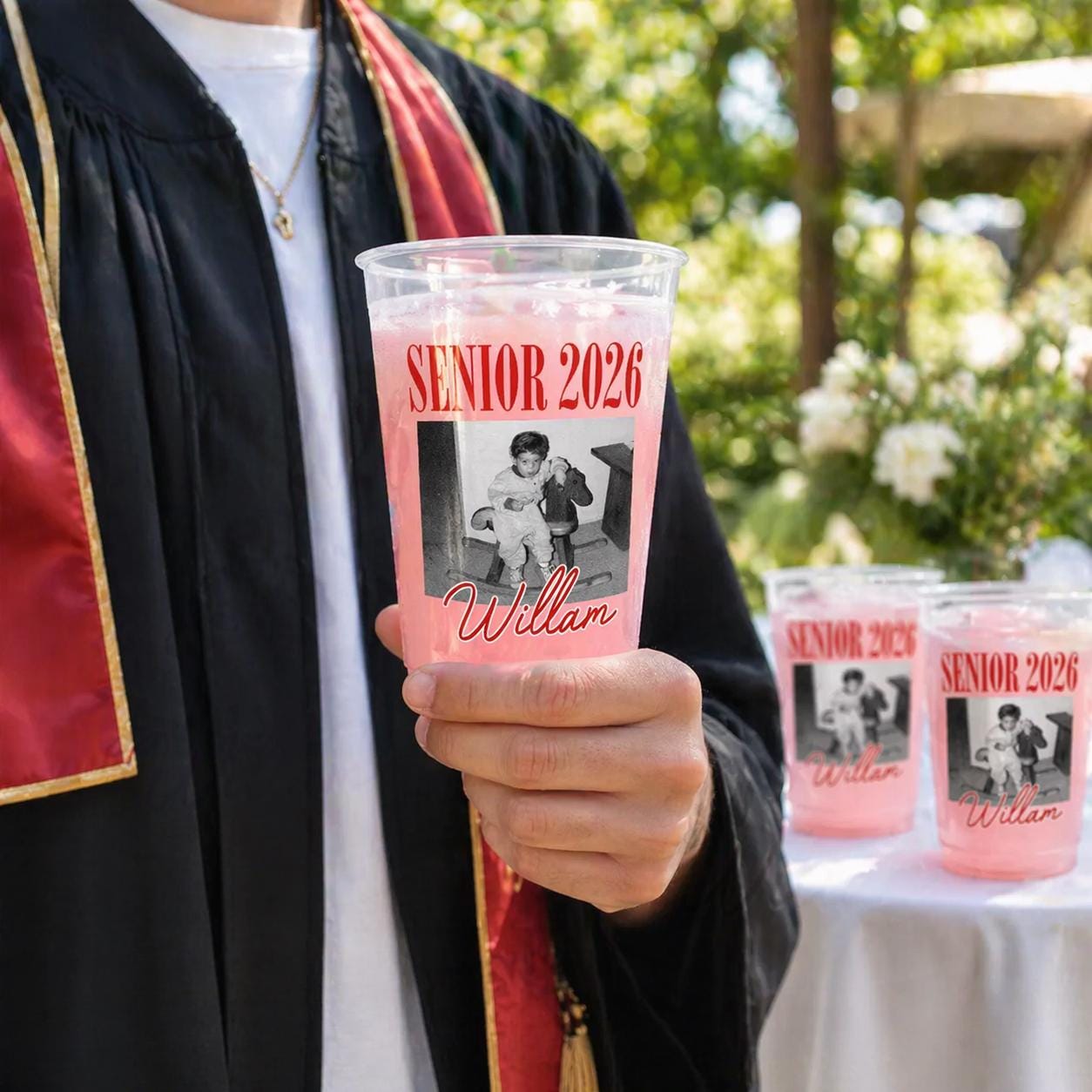 Custom Senior 2026 Custom Photo Frosted Cup. Personalized Graduation Party Cups, Funny Childhood Picture Tumbler, High School Senior Gift