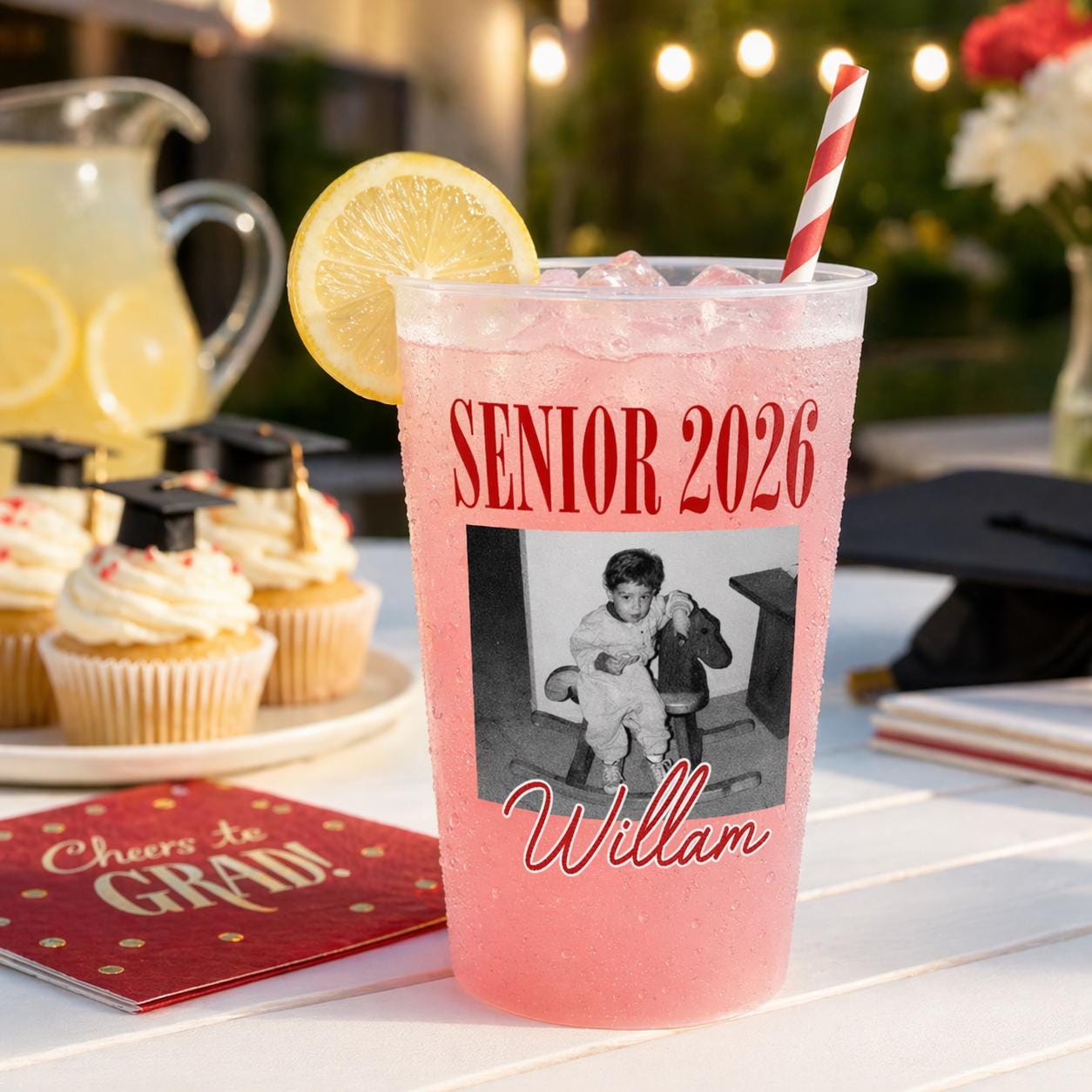 Custom Senior 2026 Custom Photo Frosted Cup. Personalized Graduation Party Cups, Funny Childhood Picture Tumbler, High School Senior Gift