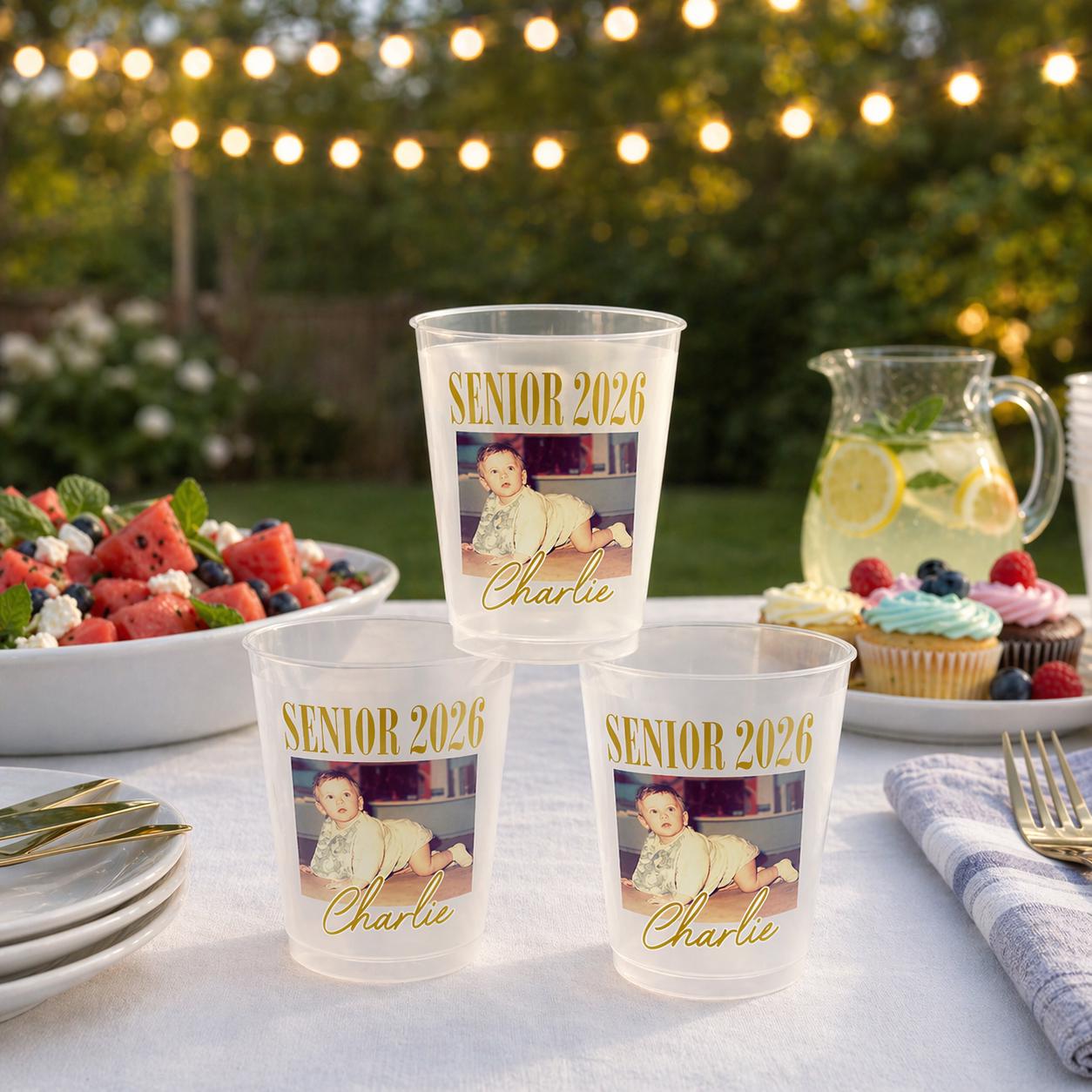 Custom Senior 2026 Custom Photo Frosted Cup. Personalized Graduation Party Cups, Funny Childhood Picture Tumbler, High School Senior Gift