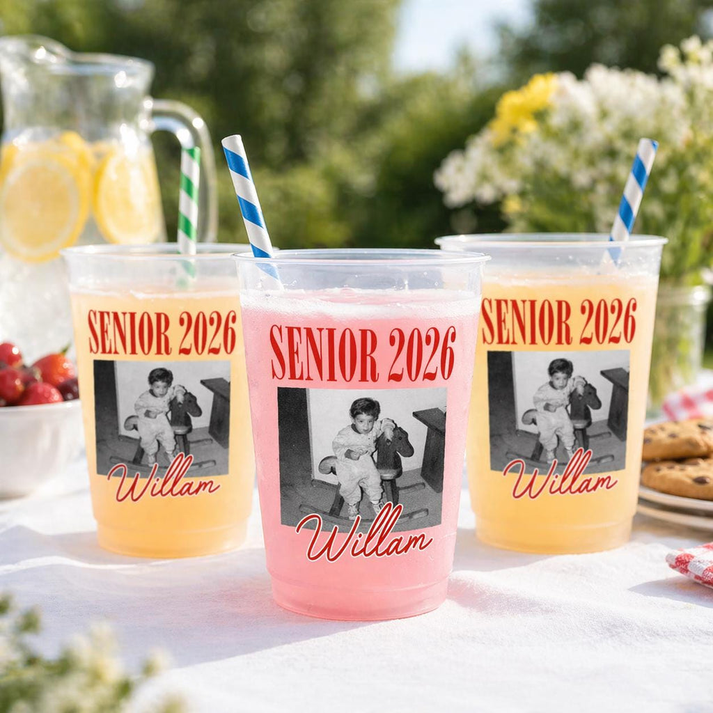Custom Senior 2026 Custom Photo Frosted Cup. Personalized Graduation Party Cups, Funny Childhood Picture Tumbler, High School Senior Gift