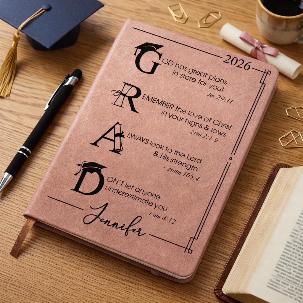 Custom Graduation Journal, Graduation Motivation God Has Great Plans, Personalized Leather Journal, Grad Gift For Daughter, Class Of 2026